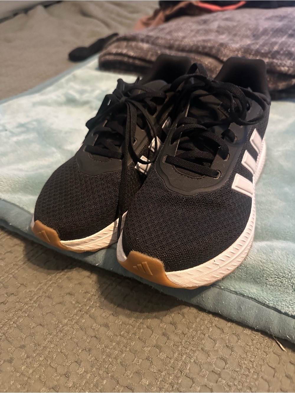adidas Black and White Women's Athletic Shoes with Tan Accents